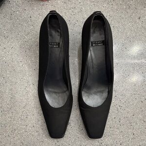 Stuart Weitzman Black Square-Toe Heels